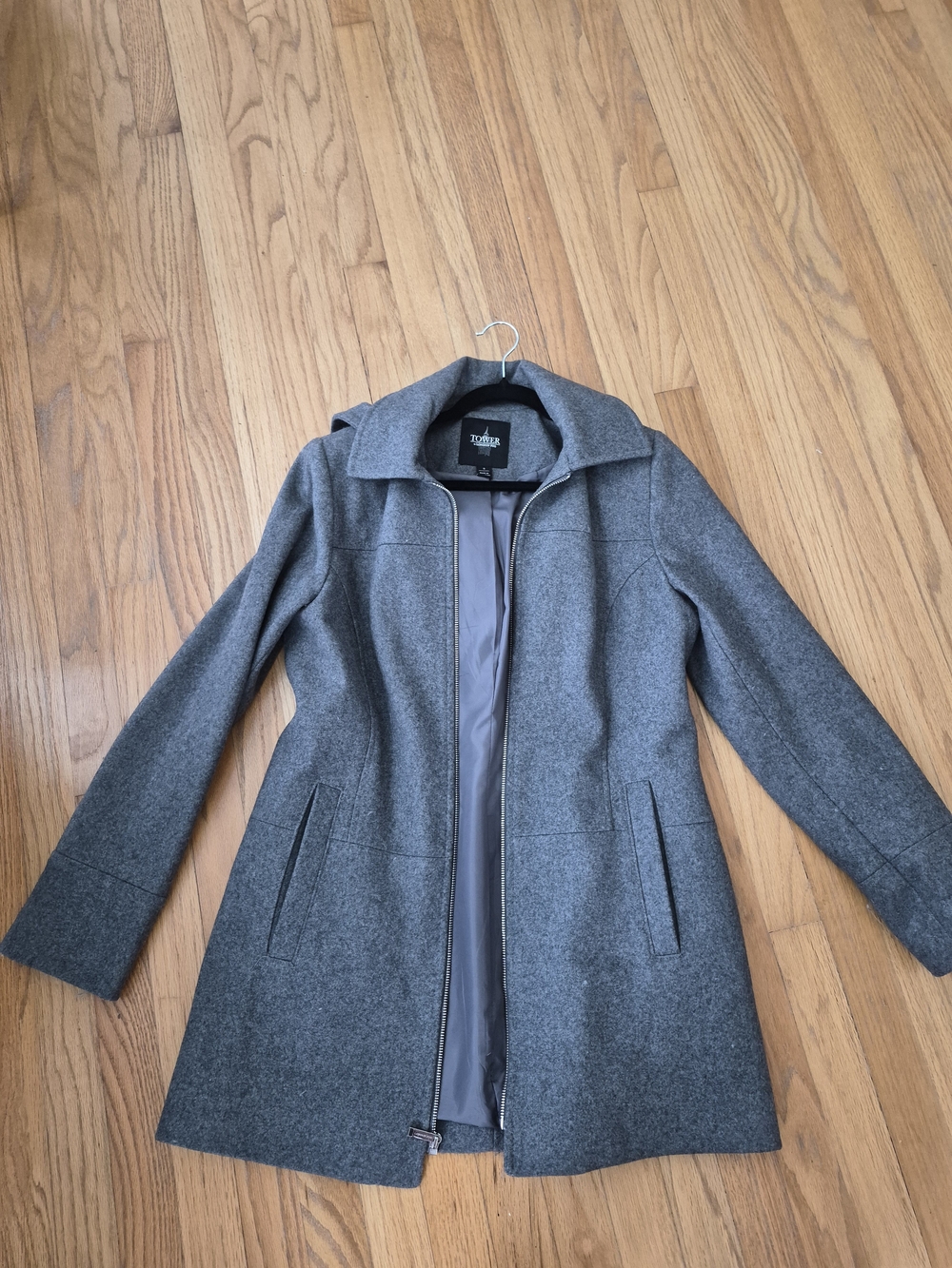 Tower By London Fog Gray Wool-Blend Trench Coat
